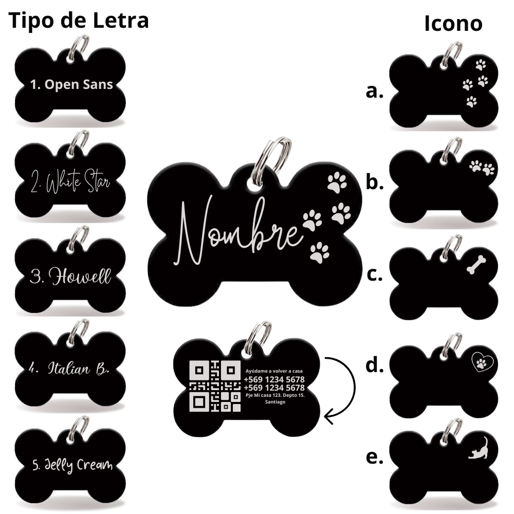 Medalla QR Grabada Laser - Negro
