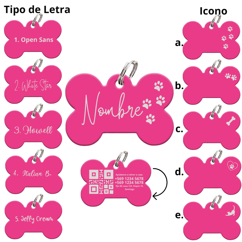 Medalla QR Grabada Laser - Fucsia