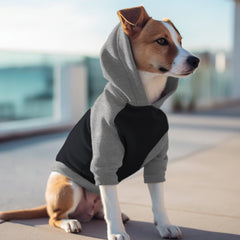 Poleron con Gorro Negro - Gris Melange