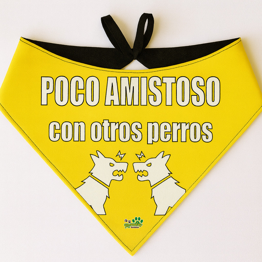 Bandana Dog Tag - "Poco amistoso con otros perros"