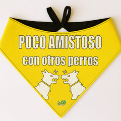 Bandana Dog Tag - "Poco amistoso con otros perros"